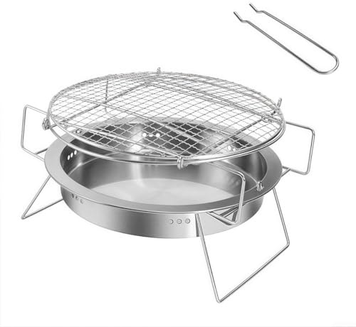 Niceminiwall Stainless Steel Foldable Portable BBQ Charcoal Grill with Fire Bowl and Airflow Design for for Camping, Picnic, Outdoor Cooking and Social Gatherings, Compact Easy