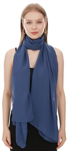 Chiffong Sjal Scarf För Dam – Lätt Och Tunn Halsduk Mode Sjalar för Kvinnor - Chiffon Vårsjal - Elegant Sommarsjal För Damer - Chiffongsjal Bröllopssjal Balwrap Cocktailsjal (Indigo)