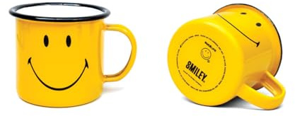 Suck UK Taza de té esmaltada sonriente | Taza de café | Equipo de camping | Taza de metal vintage para acampar | Regalo de cámper al aire libre | Regalos de café para hombres | Esmalte retro | Taza de