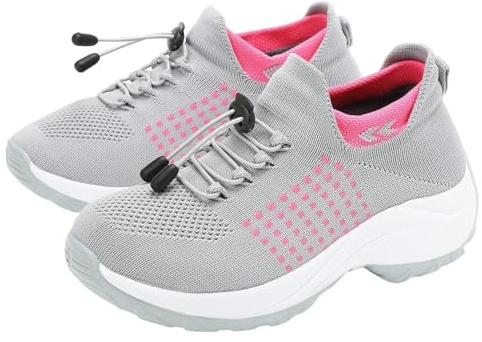 Comfort Wear Orthowear-skor för kvinnor - Andningsbara mesh ortopediska sneakers med luftkudde för lindring av plantar fasciit, B grå, 40 EU
