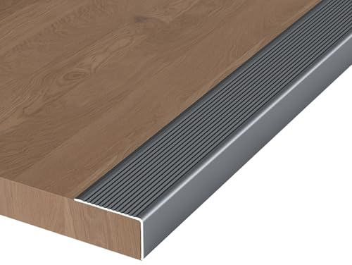 Strisce Antiscivolo per Gradini, Profilo per Bordo Scalas Profilo per Gradini, Larghezza 5 x Altezza 3 cm Profilo Angolare per Interni ed Esterni(Gray,120cm/47in)