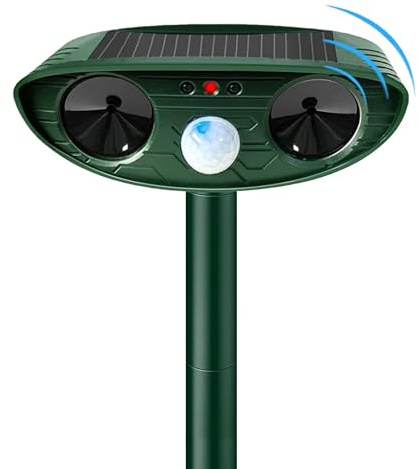 Ahuyentador de gatos por ultrasonidos, ahuyentador de martas y animales, con detector de movimiento de hasta 10 m, automático, 13,5 KHZ-65,5 KHZ, repelente ultrasónico para gatos, perros, ratones