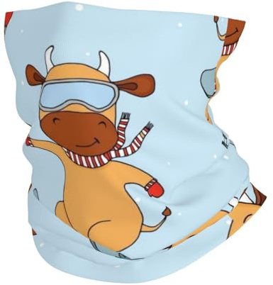 KIJ Funny Cows SkiingSun Protection Neck Gaiter - Multifunctional Headwear for Men & Women, Face Mask Bandana for Running, Hiking, Fishing & Outdoor Sports