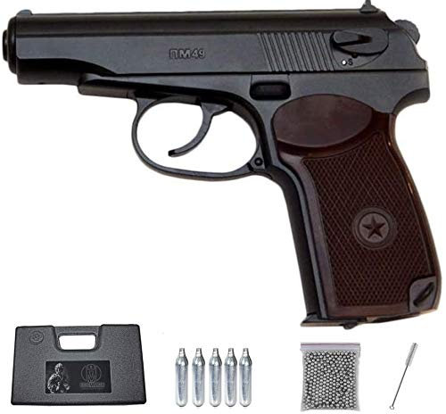 PM49 Borner Pack Pistola de balines (perdigones Bolas de Acero BB's). Arma de Aire comprimido CO2 4,5mm. Tipo Makarov PM (Full Metal). Potencia: 2.87 Julios.