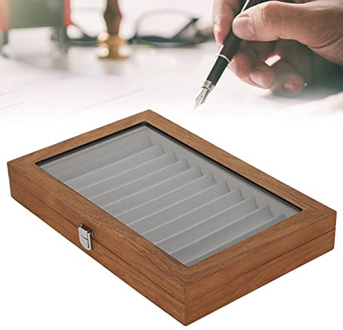 214 Walnut Wood Organizer Gift Box for 12 Pens Display 12 Slot Fountain Pen Display Box Fountain Pen Casing with Presentation Pen Tray