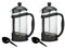 Black Plastic Cafetiere Coffee Maker French Press Pot (Makes 3 Cups) - Set of 2