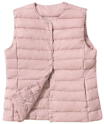 Dcvmvmn Gilet Fin En Duvet De Canard Pour Femme Gilet Chaud Sans Manches Hiver Pink XL