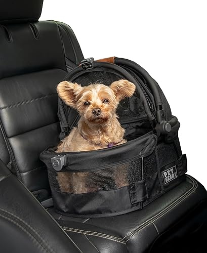 Pet Gear Säkerhetsväska och bilstol för husdjur, utan dragkedja, tryckknappsöppning, med 360 graders sikt, för små hundar och katter, ultralätt, 38 cm, bläcksvart