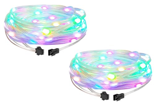 WS2812B Fairy String Lights Addressable Individually RGB IC, PVC Wire 16.4FT 50LEDs DC5V/2A for Twinkle Home Garden Bedroom Outdoor Indoor Decor(No Adapter or Controller) 2PCS