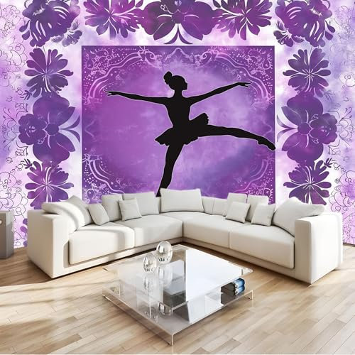 Fototapete Lila Blume Ballett Lila Vliestapete Wohnzimmer Schlafzimmer 200x140 cm Vlies Tapete Art Wandtapete UV-Beständig Wanddekoration Tapete