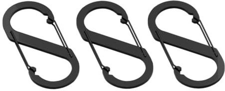 Aluminium S-Shaped Carabiner Hooks, 88mm x 40mm, Set of 3, Lightweight for Camping and Hiking