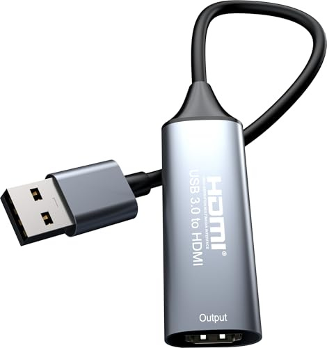 PremiumCord Adaptateur USB pour HDMI, USB 3.0 Type-A, 5 Gbps, Full HD 1080p, Boîtier Métallique, Space Gray, 20cm