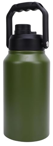Sxhlseller Bottiglia D'acqua Grande Isolata da 3 Litri con Manico, Tazza Termica Sottovuoto a Tripla Parete in Acciaio Inossidabile con Coperchi con Beccuccio a Prova di Perdite, Brocca (Verde oliva)