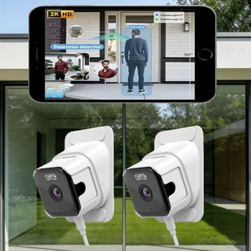 Window Camera, 3MP 2K Indoor/Outdoor Window Camera, 2.4GHz & 5GHz WiFi Security Camera for Home, Ai Colour Night Vision Technology, Continuous Recording, Motion Detection Functionality (2 Pack)