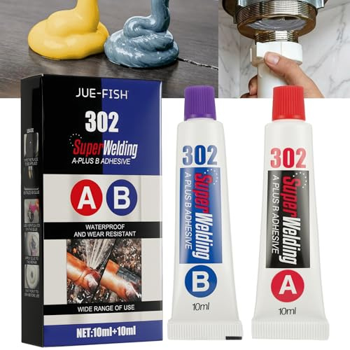 AYESY Pegamento para Metal 20ml, AB Pegamento Soldadura en Frío para Metal Adhesión Reparación Sellado Refuerzo Resistencia a Altas Temperaturas 150℃ Resistente al Agua Reparar Grietas Daños