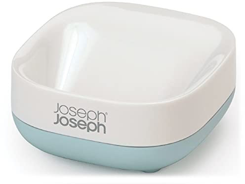Joseph Joseph Slim - Porta Saponetta Compatto, Piattino portasapone, Accessori Bagno- Bianco/Azzurro