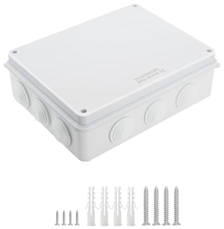 LeMotech Junction Box, ABS Plastic IP65 Waterproof and Dustproof, Universal Electrical Enclosure, Outdoor and Indoor Project Box 10 x 7.9 x 3.1 inch (255 x 200 x 80 mm)