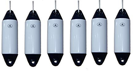 Hurricane 6 x Boat Fenders: White/Blue 19 x 5 - FREE ROPE + INFLATED