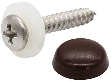 Fensterbankschrauben Edelstahl A2 3,9x22 mm – 100 Stück RAL 8017 Schokobraun mit Abdeckkappen und Polyamid-Dichtscheibe – rostfreie Schrauben, witterungsbeständig, einfache Montage & langlebig