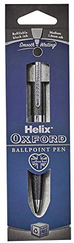 Helix Oxford Premium Ballpoint Pen (Graphite) with Plastic Free Packaging, 209815