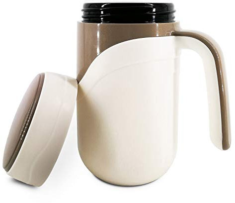 Taza de viaje cerámica de 12 oz, 350 ml, taza aislante cerámica con tapa anti-goteo y asa, perfecta para café o té, adecuada para uso en casa, oficina o escuela (Blanco)