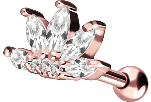 PIERCINGLINE Chirurgenstahl Ohrpiercing | Kristall Lotusblüte | Ohr Stecker Piercing Schmuck | Farbauswahl