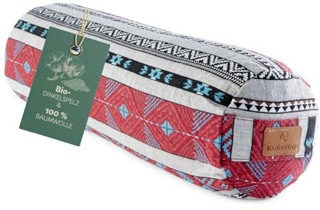 #DoYourYoga Round Yogabolster Krishna with Organic Spelt Husks - Meditation, Yin Yoga & Pilates Cushion - Washable 100% Cotton Cover - 68 x 22 cm/Style 16