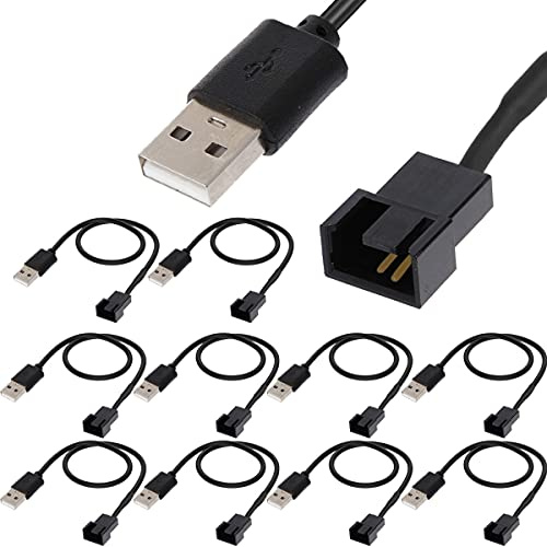 Xiatiaosann USB zu 3-Pin 4-Pin PC Lüfter - 5V Sleeve-Lüfter-Netzadapterkabel, Typ A Stecker auf 3-Pin 4-Pin Stecker Adapter Stromkabel
