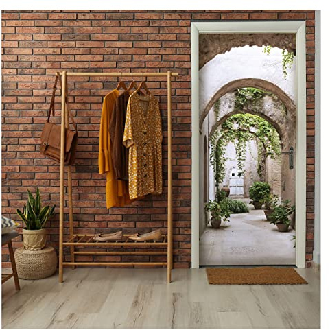 Wallarena Türtapete, Gasse, 91x211cm | Fototapeten - Tapeten - für Wohnzimmer Schlafzimmer - Vliestapete Wandtapete Tapete 3D Effekt- inkl. Kleister
