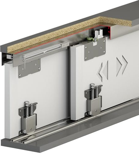 DecorAndDecor Sliding Wardrobe Door Track Gear Kit with Soft Close (2.4m for 2 Doors with Soft Close)