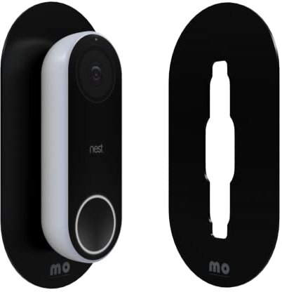 Mars Outpost | Plaque de Sonnette pour Google Nest Hello Doorbell 1ère génération | Finition Noire Mate en Plastique plexiglas très résistant