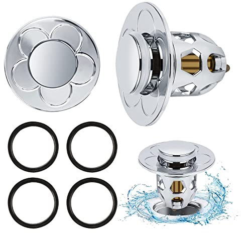 2 Stück Abflussstopfen Waschbecken,Rückprall Kern Push-Typ Waschbeckenstöpsel Abfluss Sieb Universal Pop Up Abflusssieb mit Anti Clogging Sieb für Ablaufgarnitur Waschbecken Küche-Geeignet