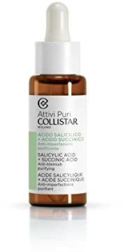 Collistar Siero Viso Attivi Puri Acido Salicilico + Acido Succinico, Purifica la Pelle, Regola la Produzione di Sebo, Pelle Levigata, Pelli Miste e con Imperfezioni anche Sensibili, 30ml