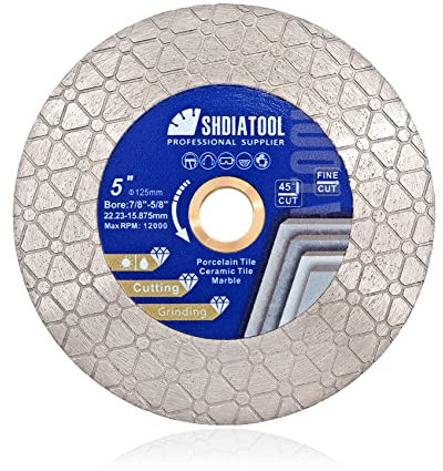 SHDIATOOL Diamantsägeblatt Fliesenschneiden Schleifscheibe 125mm für Porzellan Keramikfliese Granit Marmor Kunststein