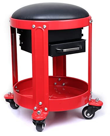 WAEYZ Mechanics Creeper Seat mit Werkzeugablage für Werkstätten, Reparaturwerkstätten, Gepolsterter Sitz, Kapazität, Heavy Duty Stahlrohrrahmen, 360 Grad Drehbarer Hocker