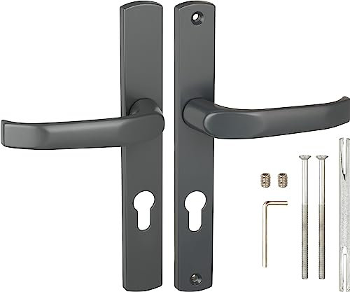 Gamar Türgriffe 72 mm Anthrazit – Aluminium Türgriff Gartentor - Universal Drückergarnitur Gartentor – Solid Türklinken Set – Profilzylinder Türklinke - Türdrückergarnitur - Drückerpaar