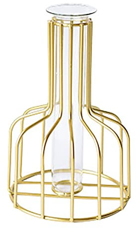 Sommerkranz Getrocknete Blumen Transparent Glas Kreatives Hydroponisches Reagenzglas Kleine Vase Wohnzimmer Blumenarrangement Kleine Türkränze Outdoor (Gold, Einheitsgröße)