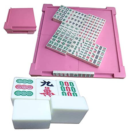 ZEONIK Mahjong Tragbares Mini-Mahjong-Set, 27 mm, Mah-Jongg, Reise-Mini-Mahjong-Set, Partyspiel, traditionelles Spiel mit Mini-Tisch für Heimunterhaltung Mahjong Spiel