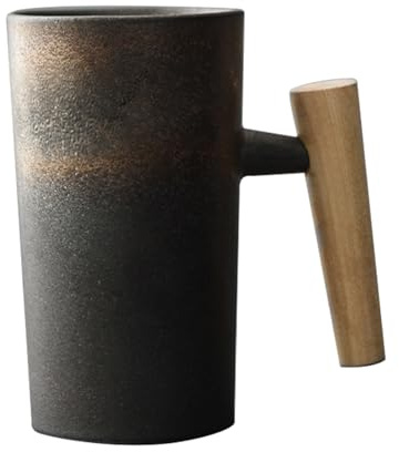 Kaffeetasse Mit Holzgriff Keramik Kaffeetasse 220 Ml Ergonomisch Exquisites Steinzeug Vintage Tassen Heim Keramiktasse Für Tee Getränke Wasser Vergoldung Glasurfarbe