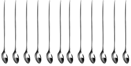SDMAX Long Handle Stainless Steel Latte Spoons, Silverware Tea Coffee Spoon, Cake Dessert, Hot Chocolate, Espresso, Ice Cream Sundae Spoons, Kitchen Cutlery Set, Dishwasher Safe, 24cm (12 Pcs)