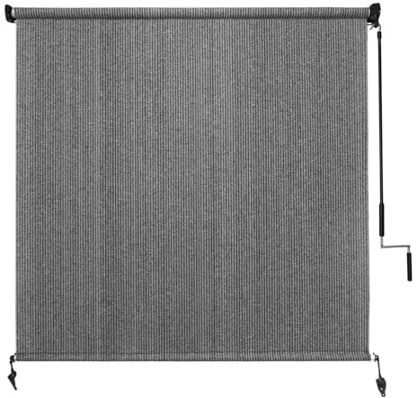 Amagenix Outdoor Roller Shade 6'(W) X 6'(H), Exterior Cordless Patio Shades Roll Up Outdoor Blinds with 90% UV Protection, Two-Section Poles with One-Piece Fabric, Grey