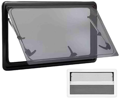 NIKSHI Exhaust window RV window Side window RV window Window with integrated roller blind and fly screen RV External push window for caravans RV, Camper,1200×500mm