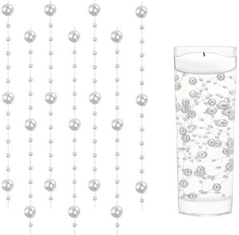 18 Stück Weiß Wasserperlen Schwimmkerzen Schwimmende Perlen Schwimmende Kerzen Schwimmkerzen für Vase, Wasserflaschenfüller, Hochzeit, Tischdekoration (1,2 M)（Keine Kerzen）