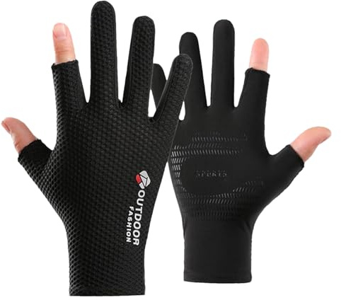 Renchey Guantes de Pesca con Dos Dedos Cortados,Guantes de Pesca al Aire Libre,Guantes de Pesca con Pantalla táctil con Corte de Dos Dedos - Guantes de protección UV Accesorios de Pesca con Mosca
