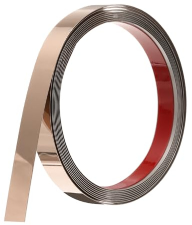 QUARKZMAN Baguette de Moulure, Baguette Murale en Acier Inoxydable à Coller, Baguette Décorative pour Mur, Cadre de Miroir, Artisanat, 10 Pieds x 0,6 Pouce, Or Rose Miroir