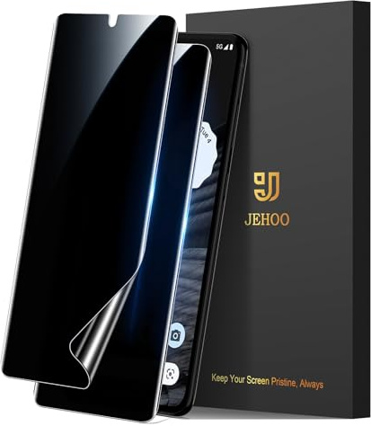 JEHOO 2 Stück für Google Pixel 7 Pro 5G Sichtschutz Schutzfolie, Kompatibel Fingerabdruck-ID, Blasenfreie Weich TPU Privacy Displayschutzfolie, Blasenfreie, Anti-Kratzen
