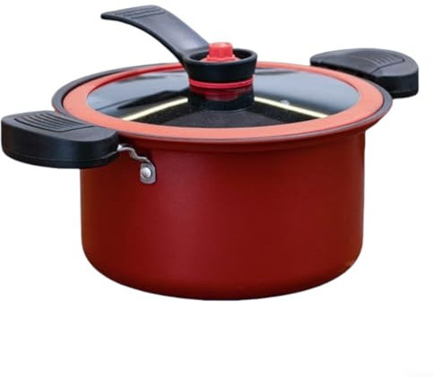 Zoegneer Multifunktionaler Kochtopf, Schnellkochtopf, Antihaft-Kochtopf, multifunktional, Slow Cooker, Eintopftopf für Küche, offene Flamme, 3,5 l (rot)
