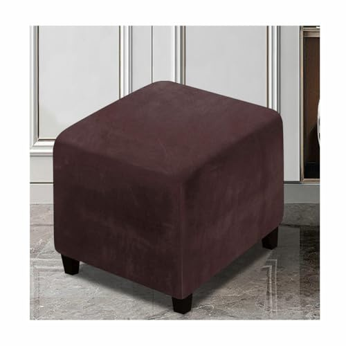 XGANGM Quadrato Copri Pouf 40X40/45x45/50x50/60x60/90x90/100x100CM Elasticizzato Copri Ottomano Velluto Copri Sgabello Copertura Pouf Fodera poggiapiedi,Marrone,40X40X40cm