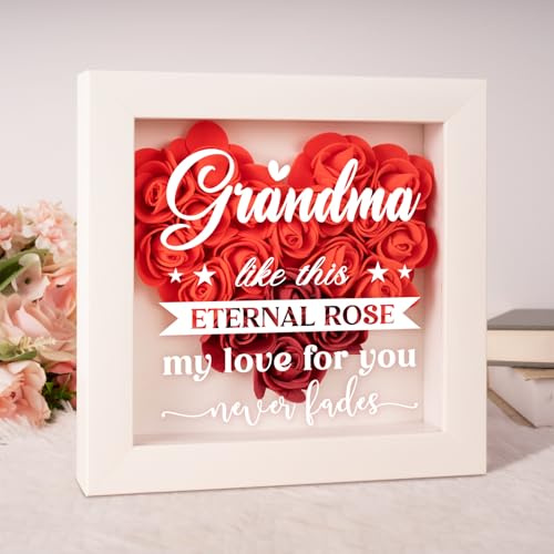 Grandma Gifts, Grandma Birthady Gifts - Forever Roses Flower Box, Gifts for Grandma from Grandkids, Ideas Grandma Gift Shadow Box, Thanksgiving Christmas Birthday Gifts for Nanny