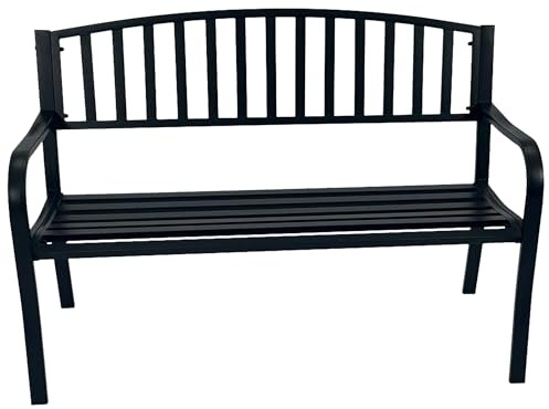 TPFGarden Gartenbank Dover - 2-sitzer - Stahl, Rückenteil Gusseisen - Outdoorbank schwarz